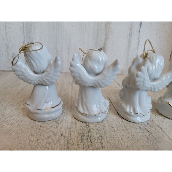 Vintage ceramic gold trim angel religious ornament xmas set - Picture 6 of 8